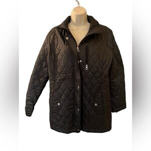 Nautica Women's Black Quilted Collar Snap Up Zipper Jacket SZ XL